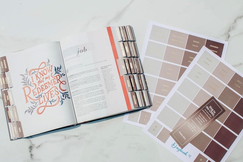 Daybreak 41 Decorative Bible Tabs for Women (96 Pieces) - Earth Tone Neutral Gold Foil Bible Tabs - Laminated Bible Labels Tabs – Remove & Replace Bible Index Tabs - Bible Study Supplies for Women (Oak) - Image 4